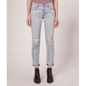 Rag & Bone dre Capri raw hem light wash Norton distressed 26